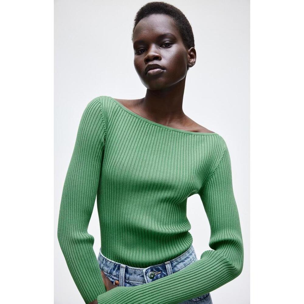 H&M RIB-KNIT BOAT-NECK‎ TOP